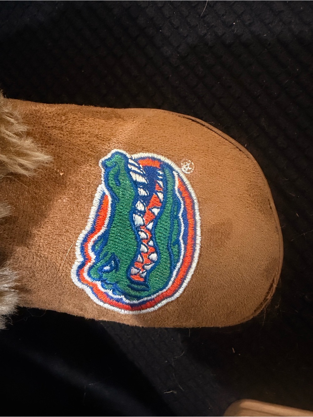 Kids Brown Fur-Trim Boot Slippers with Team Logo
size 5 and 6 - Picture 5 of 7